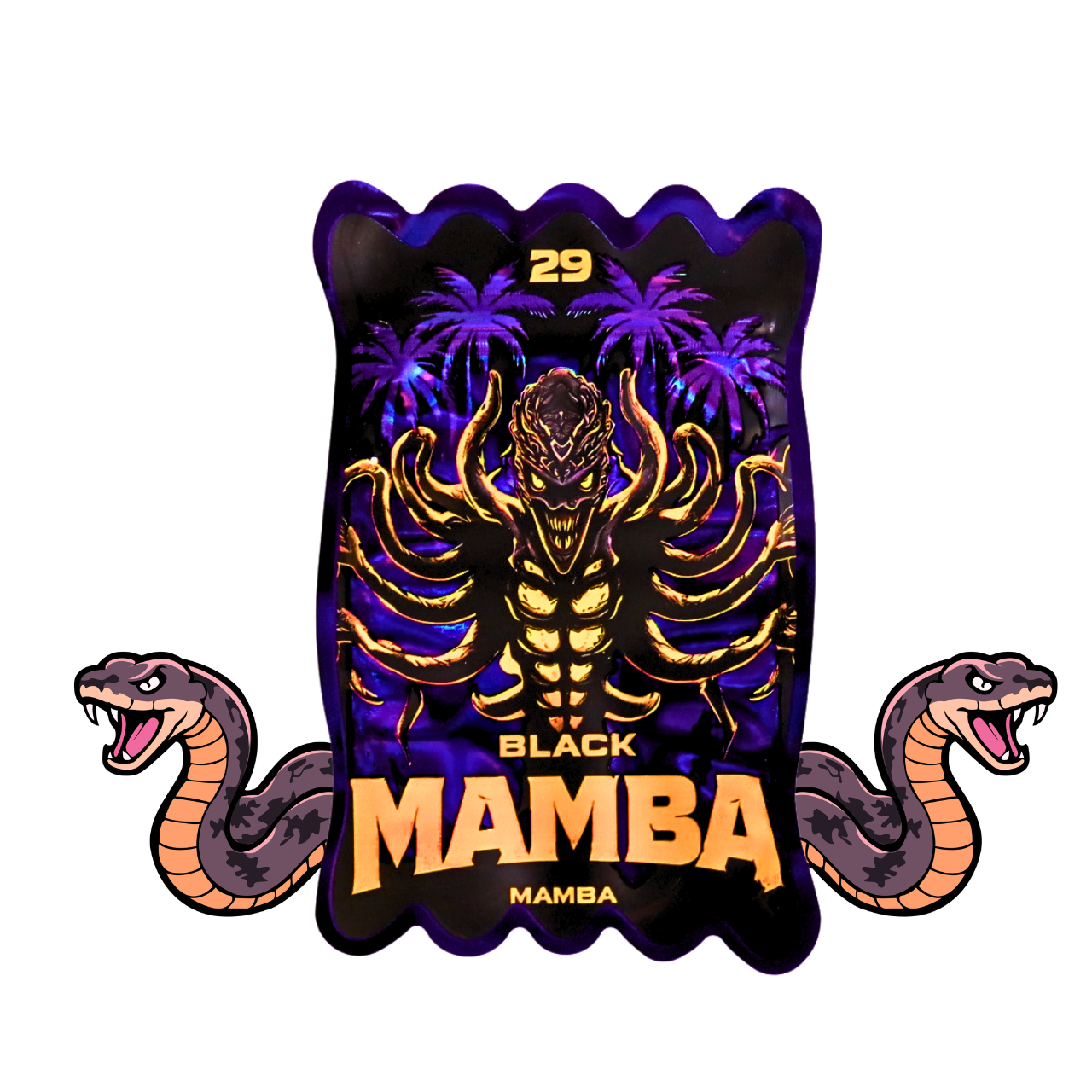 HOLOGRAPHIC MYLAR 3.5G BAGS 50CT BLACK MAMBA DESIGN